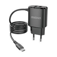 DUDAO CHARGER 2X USB WITH BUILT-IN MICRO USB CABLE 12 W BLACK (A2PROM BLACK)