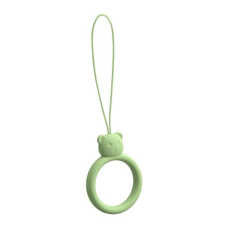 A SILICONE LANYARD FOR A PHONE BEAR RING ON A FINGER LIGHT GREEN