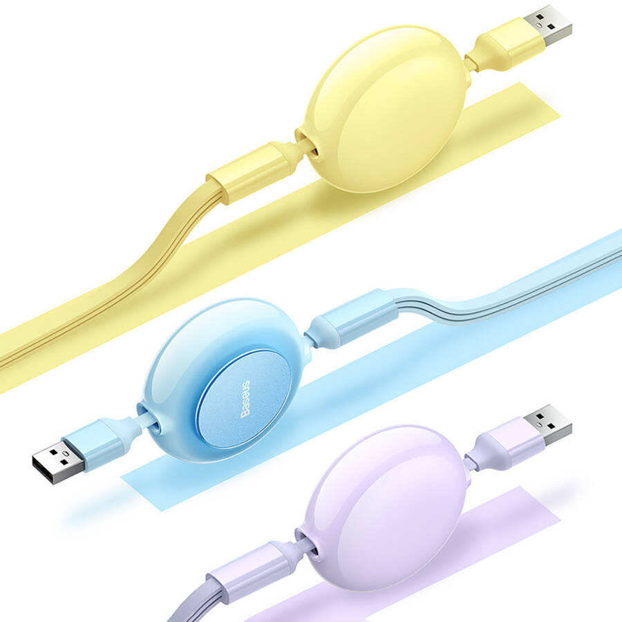 BASEUS BRIGHT MIRROR 2 3IN1 USB TYPE A CABLE - MICRO USB + LIGHTNING + USB TYPE C 3.5A 1.1M BLUE (CAMJ010003)