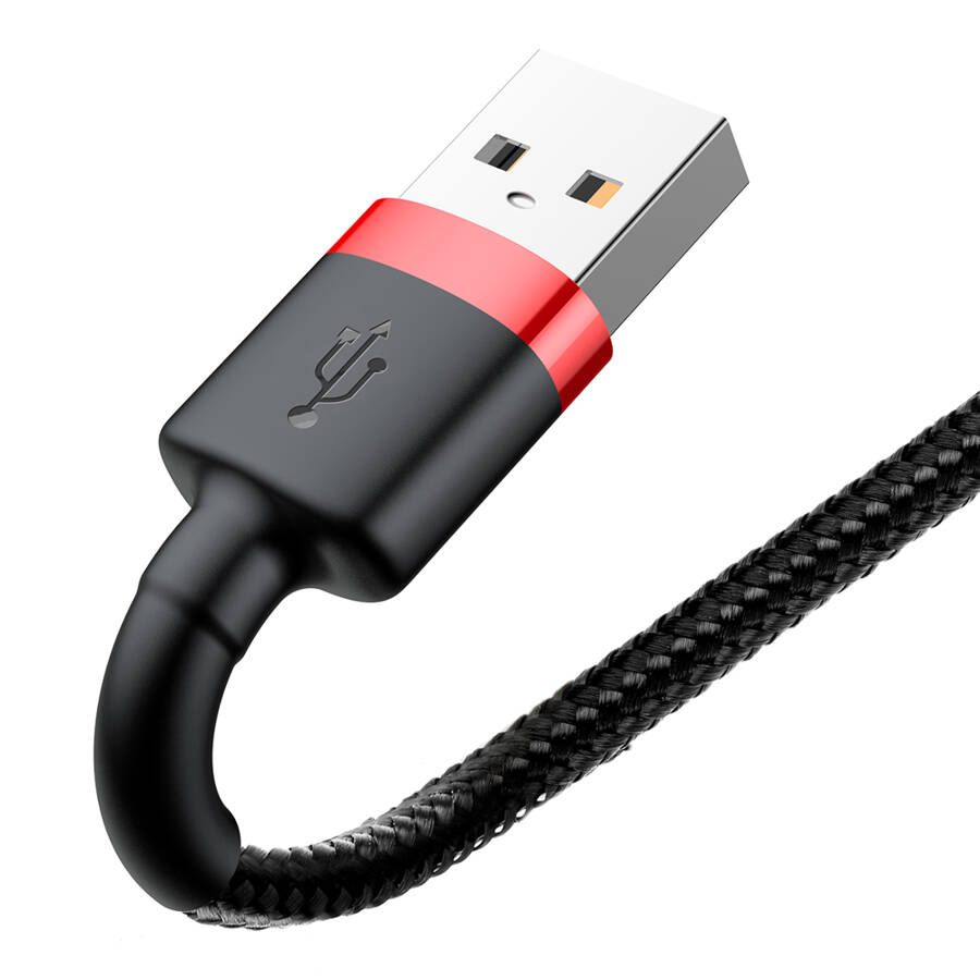 BASEUS CAFULE CABLE DURABLE NYLON CORD USB / LIGHTNING QC3.0 2.4A 1M BLACK-RED (CALKLF-B19)