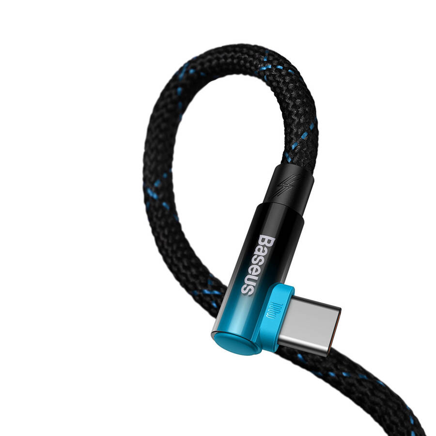BASEUS MVP ELBOW ANGLED CABLE POWER DELIVERY CABLE WITH SIDE CONNECTOR USB TYPE C / USB TYPE C 2M 100W 5A BLUE (CAVP000721)