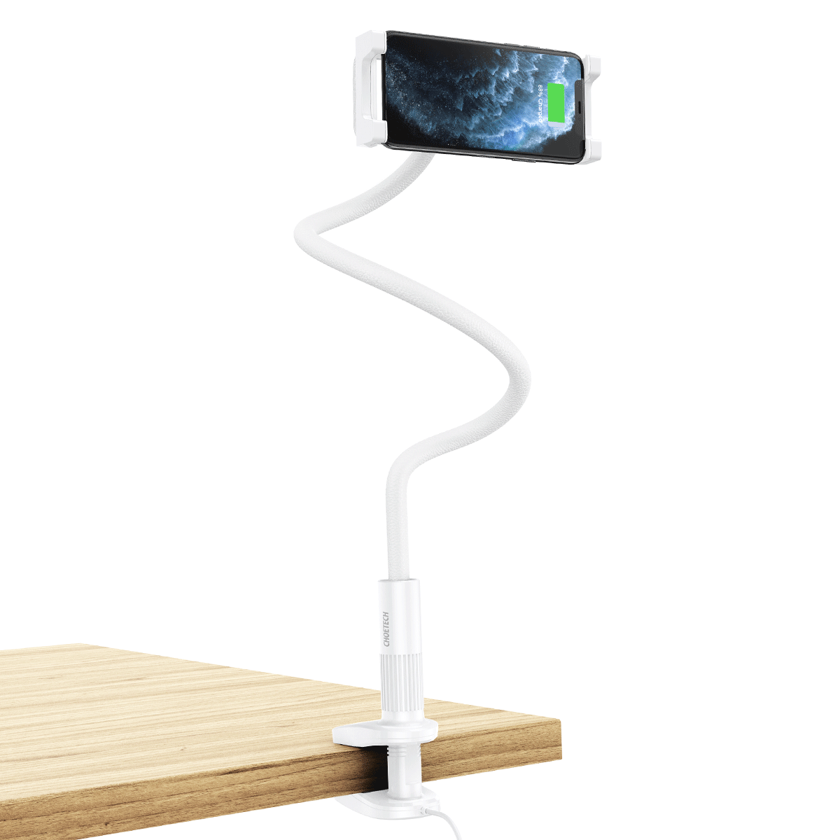 CHOETECH DESK TELEPHONE HOLDER WITH CLIP WIRELESS CHARGER QI 15W WHITE (T584-F)
