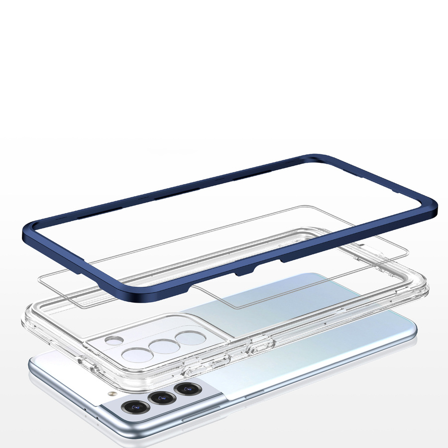 CLEAR 3IN1 CASE FOR SAMSUNG GALAXY S21 5G FRAME GEL COVER BLUE