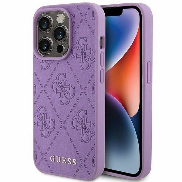 Guess GUHCP15LP4EPMU iPhone 15 Pro 6.1" fioletowy/light purple hardcase Leather 4G Stamped
