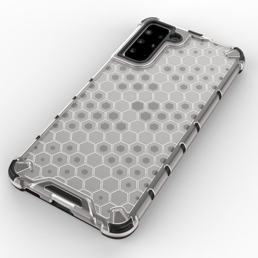 HONEYCOMB CASE ARMOR COVER WITH TPU BUMPER FOR SAMSUNG GALAXY S21+ 5G (S21 PLUS 5G) TRANSPARENT