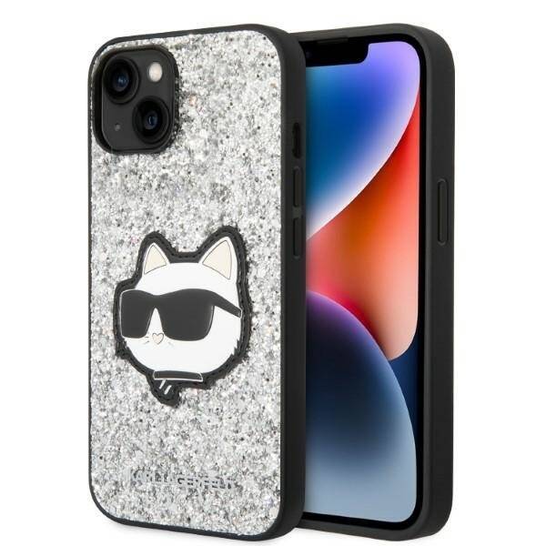 KARL LAGERFELD KLHCP14MG2CPS IPHONE 14 PLUS / 15 PLUS 6.7 "SREBRRY / SILVER HARDCASE GLITTER CHOUPETTE PATCH