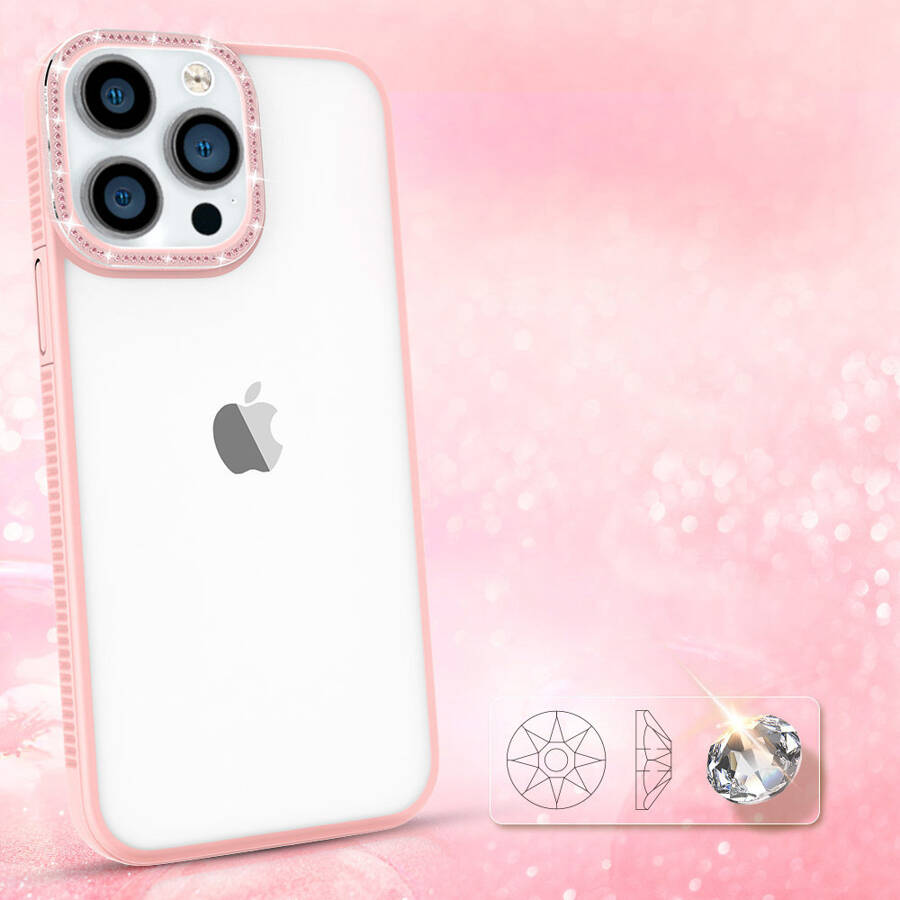 KINGXBAR SPARKLE SERIES CASE IPHONE 13 PRO WITH CRYSTALS BACK COVER PINK