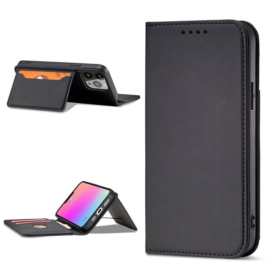 MAGNET CARD CASE FOR IPHONE 13 PRO MAX POUCH CARD WALLET CARD HOLDER BLACK