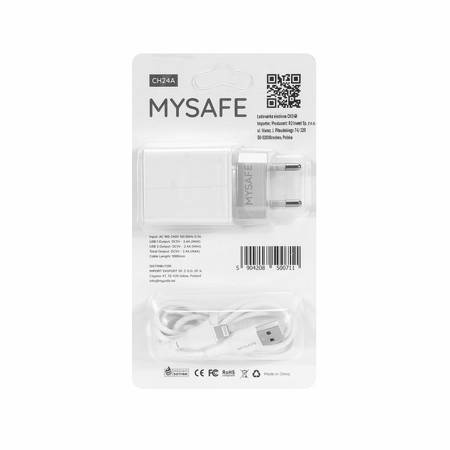 MYSAFE CH24A POWER CHARGER + 1M LIGHTNING CABLE 2.4A