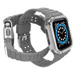 PROTECT STRAP BAND BAND WITH CASE FOR APPLE WATCH 7 / SE (45/44 / 42MM) CASE ARMORED WATCH COVER GRAY