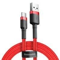 Baseus Cafule Cable wytrzymały nylonowy kabel przewód USB / USB-C QC3.0 3A 1M czerwony (CATKLF-B09)