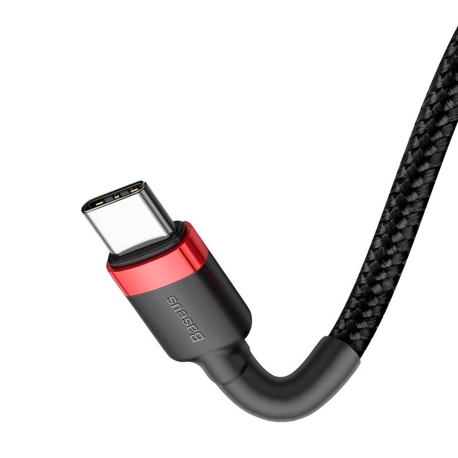 Baseus Cafule Cable wytrzymały nylonowy kabel przewód USB-C PD / USB-C PD PD2.0 60W 20V 3A QC3.0 2M czarno-czerwony (CATKLF-H91)
