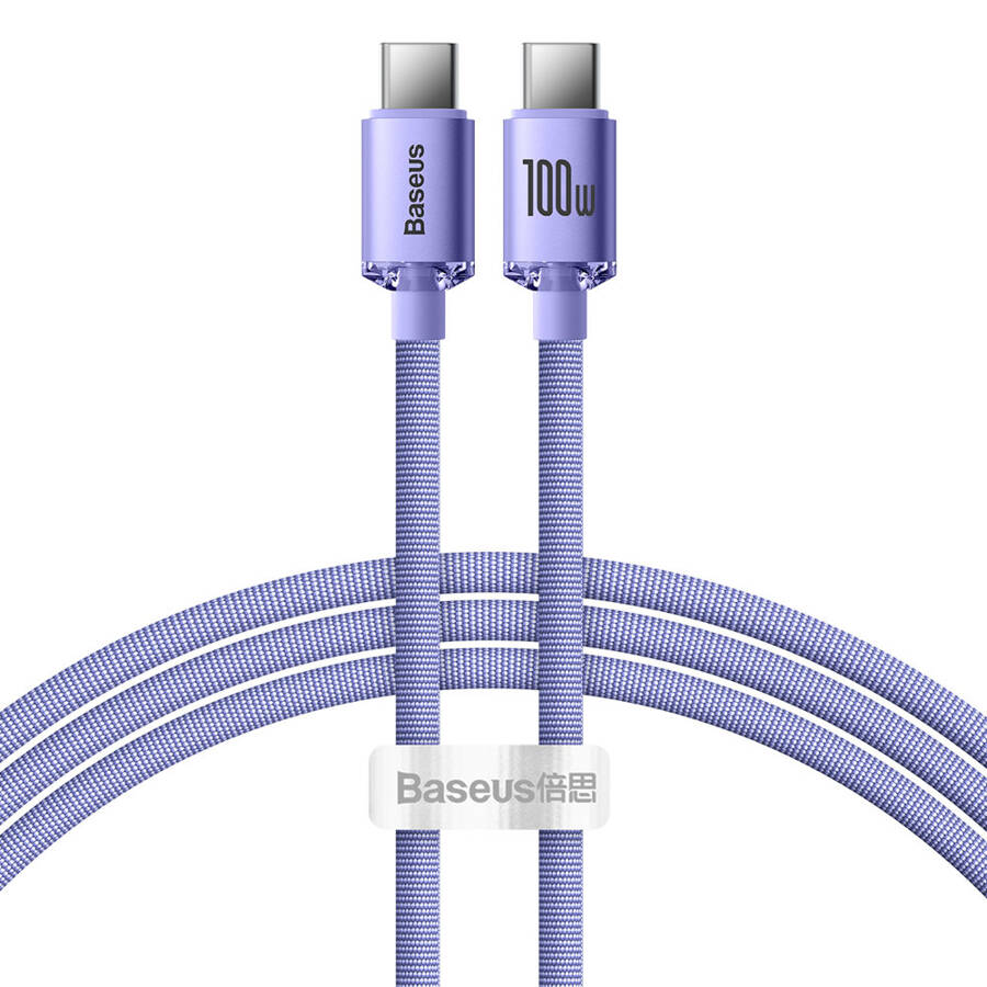 Baseus Crystal Shine Series kabel przewód USB do szybkiego ładowania i transferu danych USB Typ C - USB Typ C 100W 1,2m fioletowy (CAJY000605)