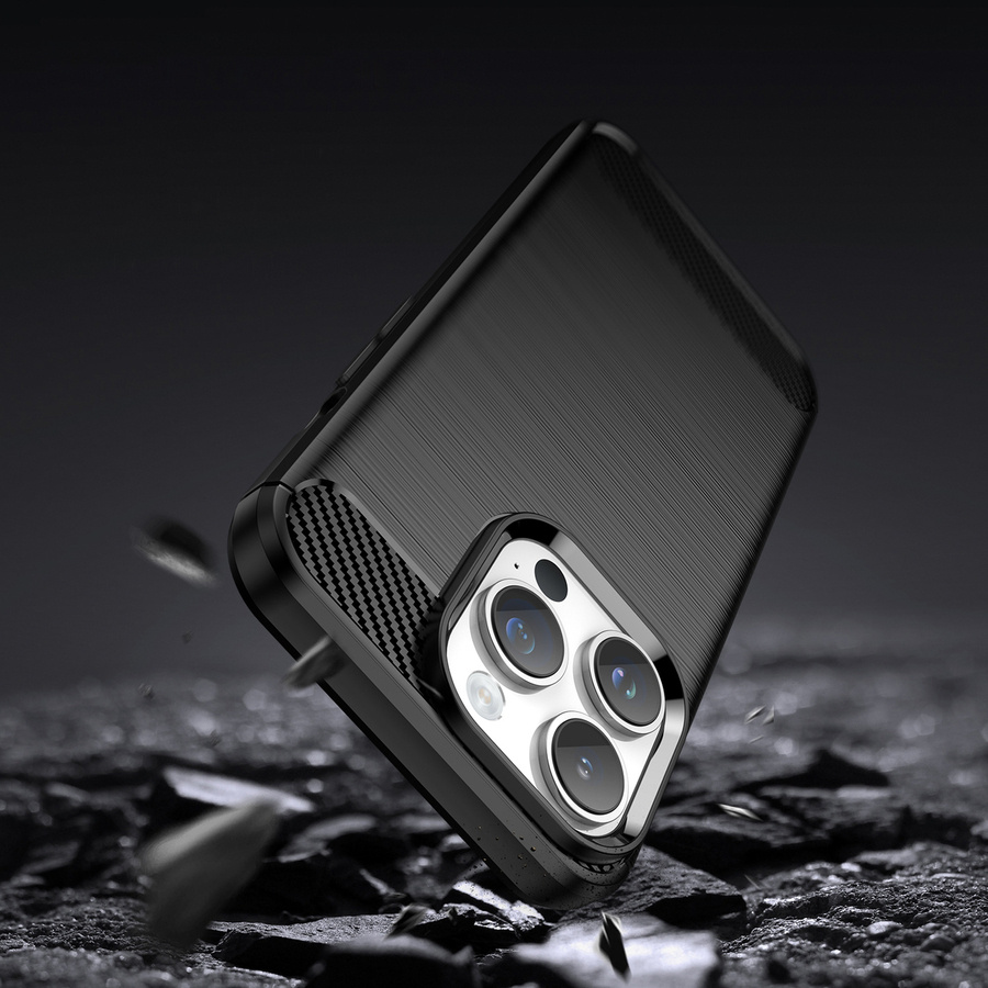 Carbon Case etui iPhone 14 Pro Max elastyczny żelowy pokrowiec na tył plecki czarny