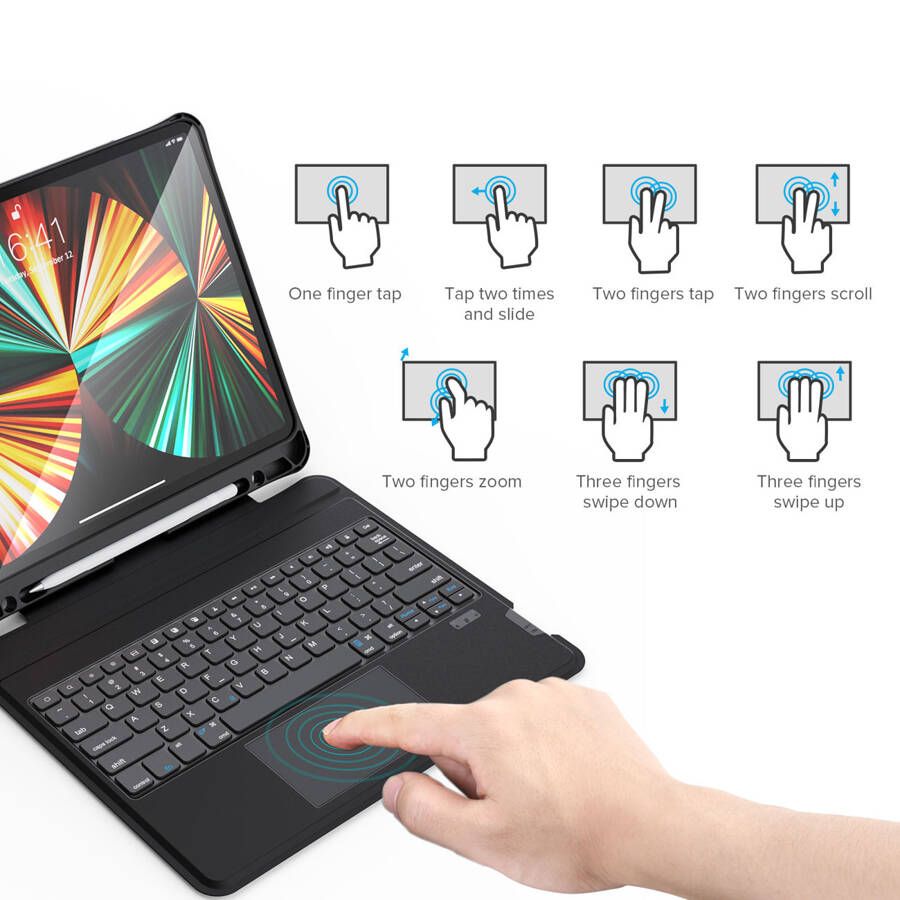Choetech Keyboard Case etui pokrowiec do iPad Pro 12,9" 2020 / 2021 bezprzewodowa klawiatura Bluetooth czarny (BH-015)