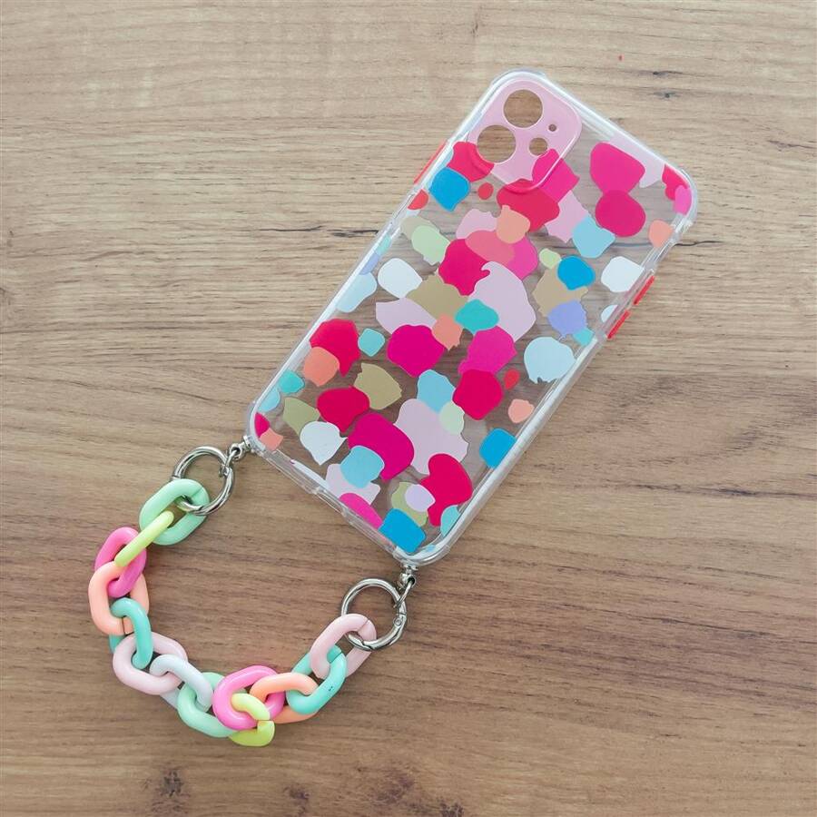Color Chain Case żelowe elastyczne etui z łańcuchem łańcuszkiem zawieszką do iPhone XS / iPhone X wielokolorowy