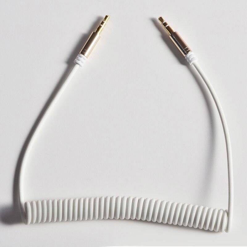 Dudao długi rozciągliwy kabel AUX mini jack 3.5mm sprężyna 150cm biały (L12 white)