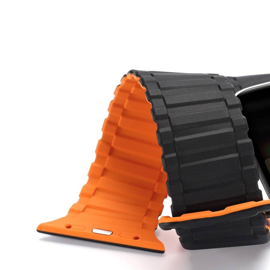 Dux Ducis Strap (Armor Version) pasek Apple Watch Ultra, SE, 8, 7, 6, 5, 4, 3, 2, 1 (49, 45, 44, 42  mm) silikonowa magnetyczna opaska bransoleta czarno-pomarańczowy