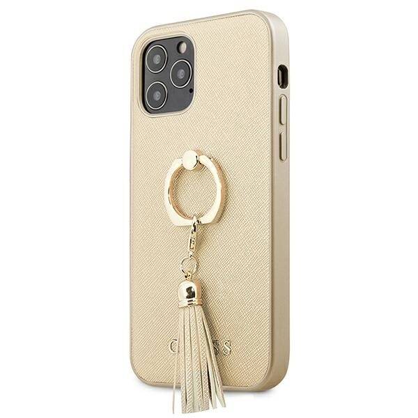 GUESS GUHCP12LRSSABE IPHONE 12 PRO MAX 6,7" BEIGE/BEŻOWY HARDCASE SAFFIANO WITH RING STAND