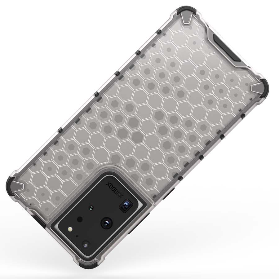Honeycomb etui pancerny pokrowiec z żelową ramką Samsung Galaxy S21 Ultra 5G przezroczysty