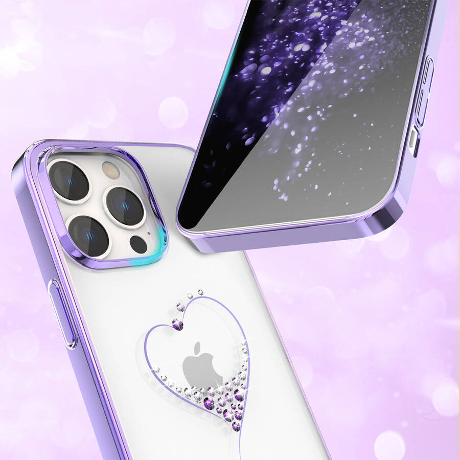 Kingxbar Wish Series etui iPhone 14 Plus ozdobione kryształami fioletowe