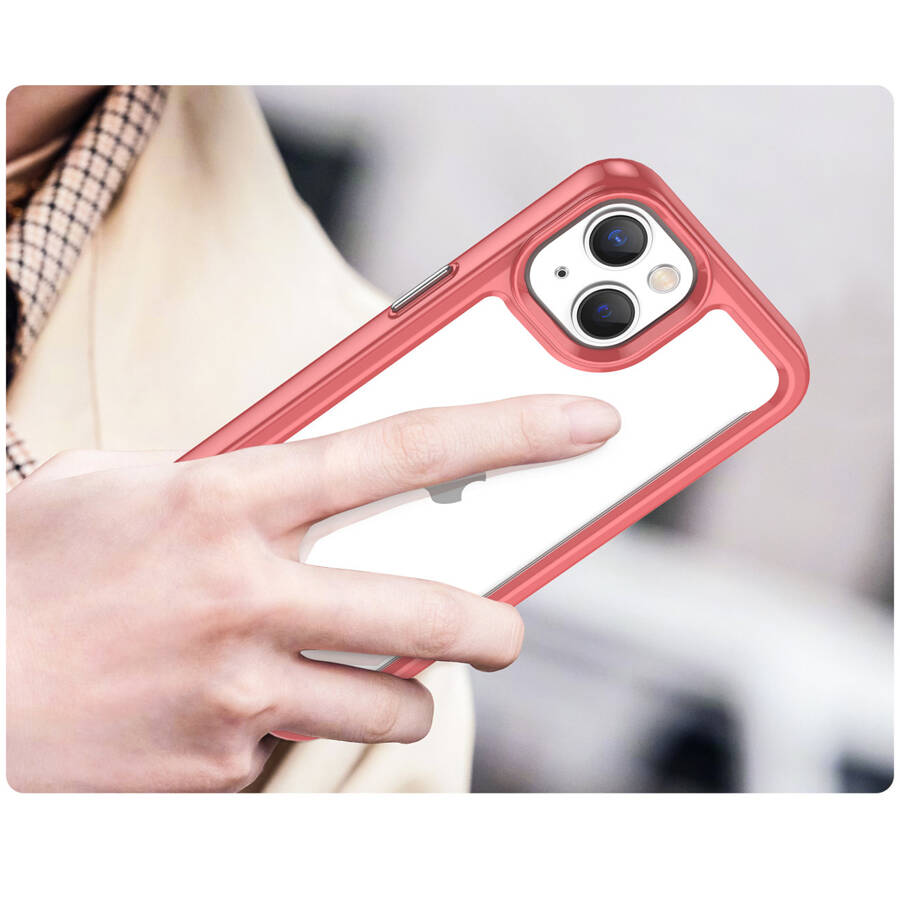 Outer Space Case etui iPhone 14 Plus sztywny pokrowiec z żelową ramką czerwony