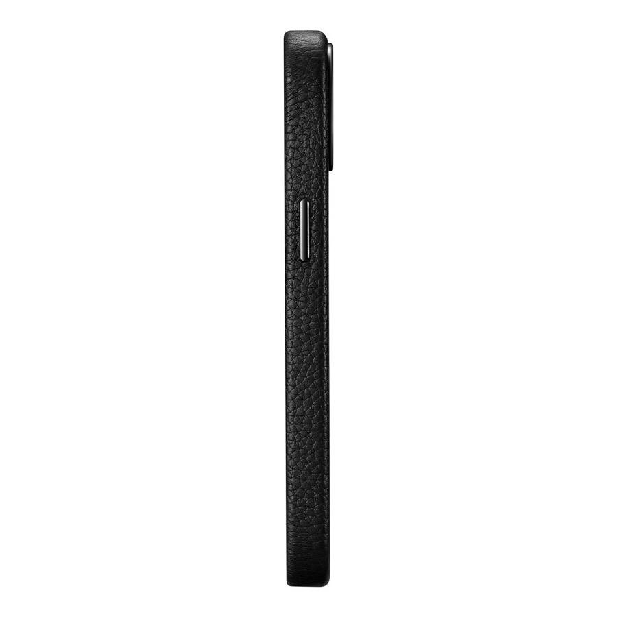 iCarer Litchi Premium Leather Case skórzane etui iPhone 14 magnetyczne z MagSafe czarny (WMI14220709-BK)