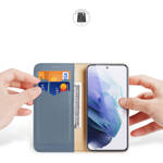 Dux Ducis Hivo skórzane etui z klapką pokrowiec ze skóry naturalnej portfel na karty i dokumenty Samsung Galaxy S22+ (S22 Plus) niebieski